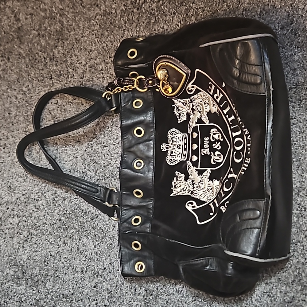 Vintage Juicy Couture Larger Bag Scottie Dog Black Velour